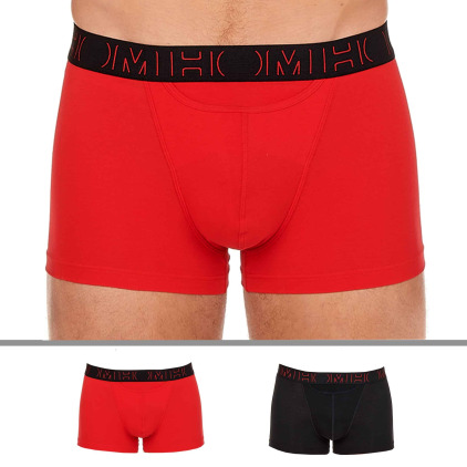 HOM Lot de 2 Boxers H01 Noir - Rouge