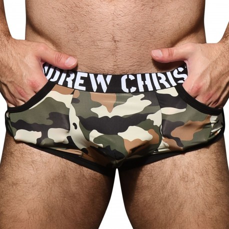Andrew Christian Camouflage Pocket Trunks with Almost Naked