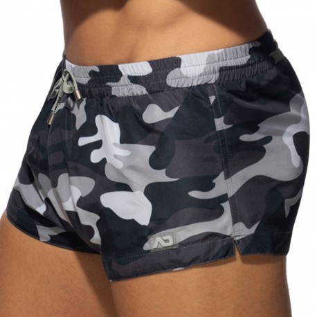Addicted Camo Mini Swim Shorts - Grey