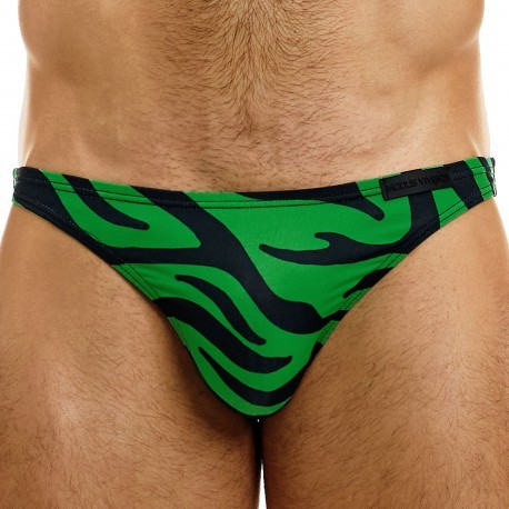 PAPI MENS UNDERWEAR THONG, COLOR: BLUE AND GREEN LEAF PATTERN SIZE