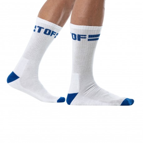 TOF Paris Sport Crew Socks - White - Blue
