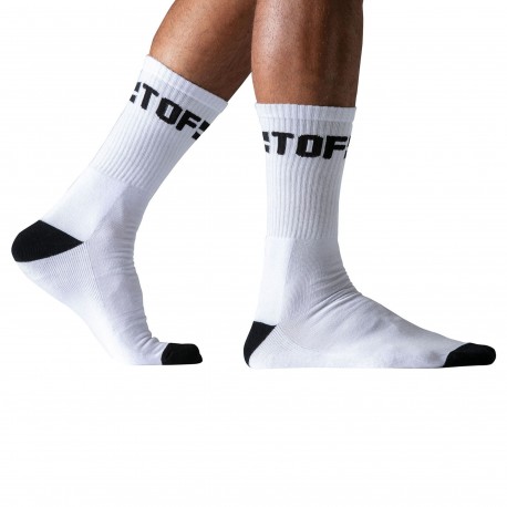 TOF Paris Sport Crew Socks - White - Black