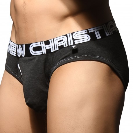 Andrew Christian Slip Almost Naked Fly Tagless Gris Anthracite