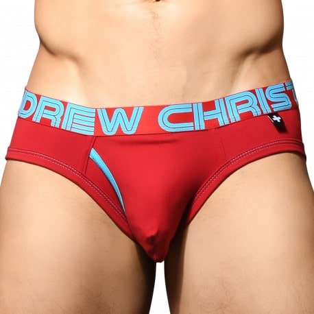 Andrew Christian Almost Naked Fly Tagless Briefs - Red