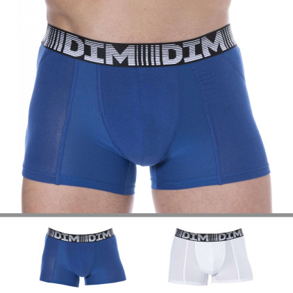 DIM Lot de 2 Boxers 3D Flex Air Bleu Acier - Blanc
