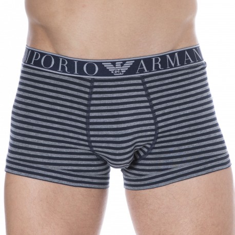 Emporio Armani Yarn Dyed Boxer Briefs - Navy - Grey Stripe