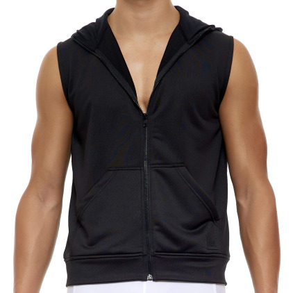 Modus Vivendi Hoody Sans Manche Diagonal Noir Modus Vivendi Hoody Sans Manche Diagonal Noir