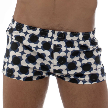 Marcuse Caleçon Coton Floral Rétro Bleu