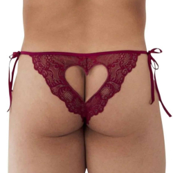Slip Bikini Dentelle Cœur Bordeaux CandyMan