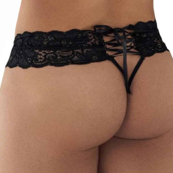 String Dentelle à Lacets Noir CandyMan