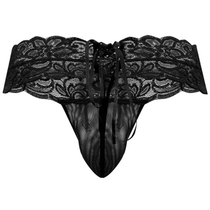 String Dentelle à Lacets Noir CandyMan