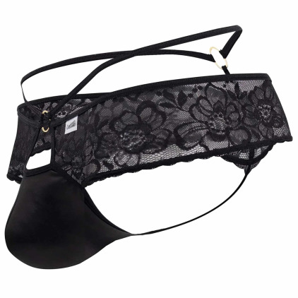 String Dentelle Simili-Cuir Noir CandyMan