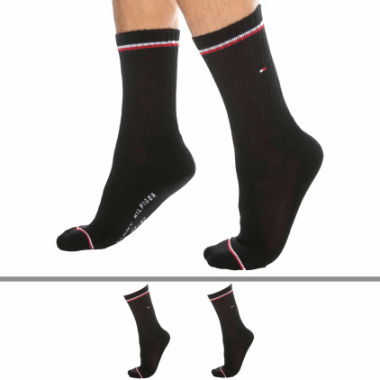 Tommy Hilfiger Lot de 2 Paires de Chaussettes Sport Iconiques Noi