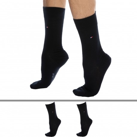 Tommy Hilfiger 2-Pack Classic Cotton Dress Socks - Navy