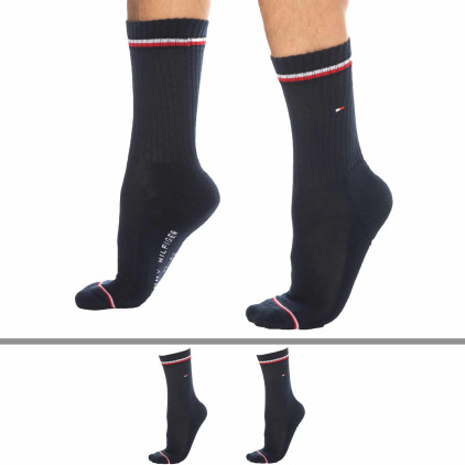 Tommy Hilfiger Lot de 2 Paires de Chaussettes Sport Iconiques Ble
