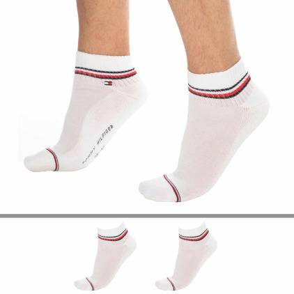 Tommy Hilfiger Lot de 2 Paires de Socquettes Sport Iconiques Blan