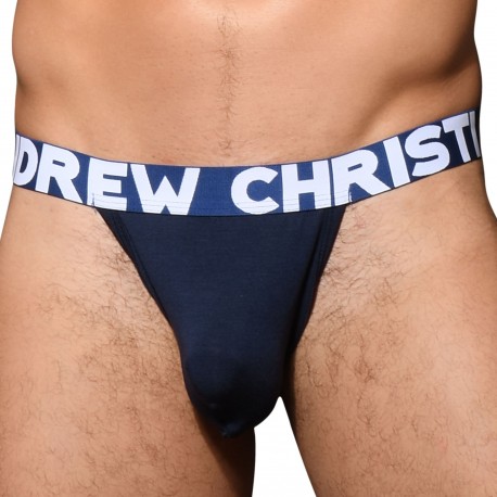Andrew Christian Bamboo Almost Naked Y-Back Thong - Navy