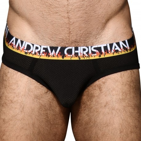 Andrew Christian Slip Almost Naked Flames Mesh Noir