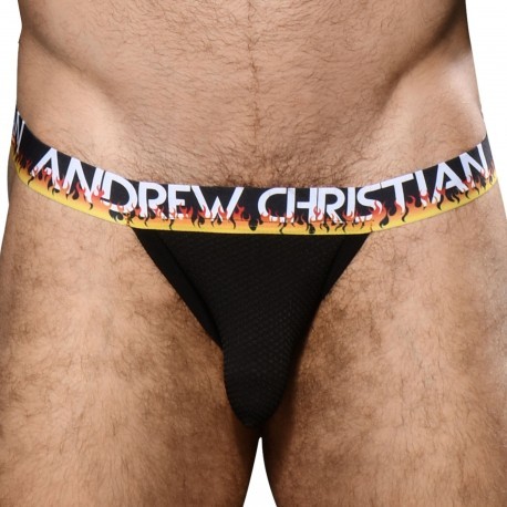 Andrew Christian Jock Strap Almost Naked Flames Mesh Noir