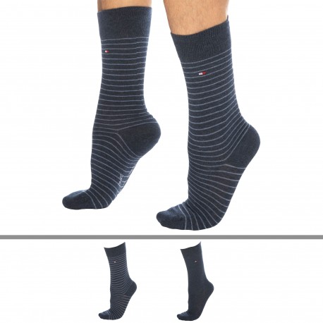 Tommy Hilfiger 2-Pack Dress Socks - Blue Jeans - Blue Stripe