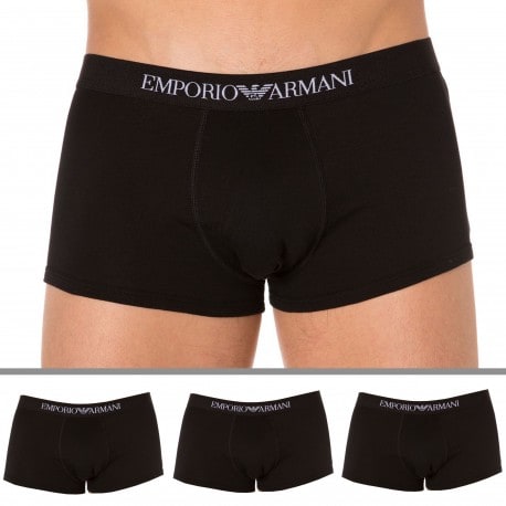Emporio Armani 3-Pack Pure Cotton Boxers - Black