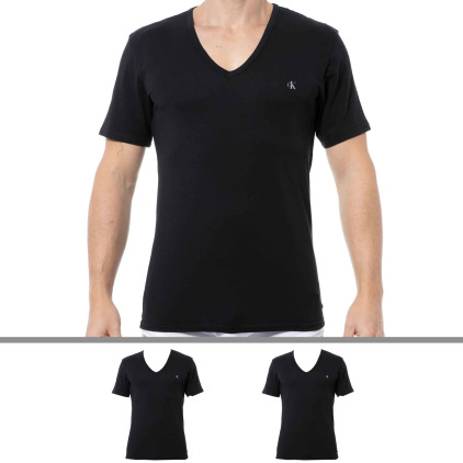 Calvin Klein Lot de 2 T-Shirts Col V Ck One Coton Noirs