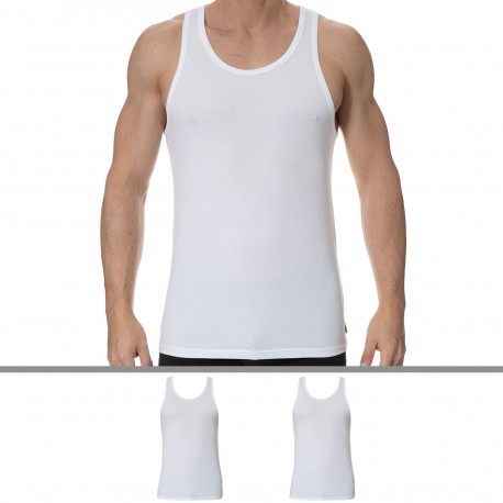 Men's Tank Top Solid White Color 100% Cotton
