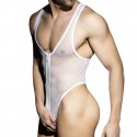 AD Fetish Body String Zip Mesh Blanc