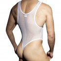 AD Fetish Body String Zip Mesh Blanc