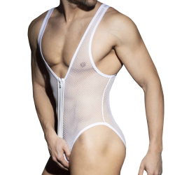 Body Zip Mesh Blanc AD Fetish