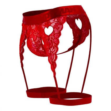 String Jarretière Dentelle Rouge CandyMan