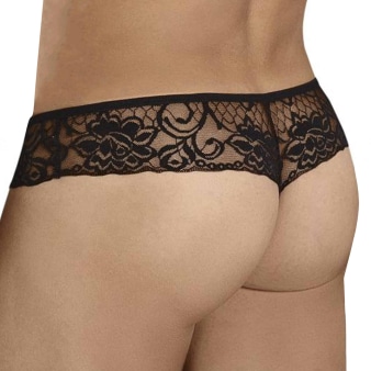 String Résille Dentelle Florale Noir CandyMan