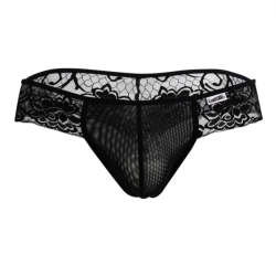 String Résille Dentelle Florale Noir CandyMan