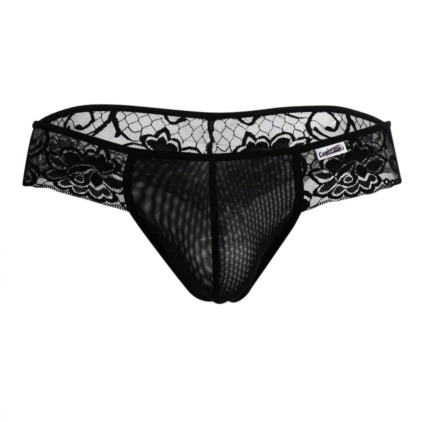 String Résille Dentelle Florale Noir CandyMan