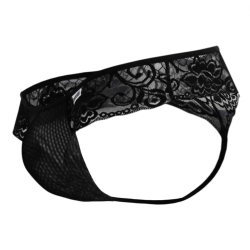 String Résille Dentelle Florale Noir CandyMan