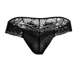 String Résille Dentelle Florale Noir CandyMan