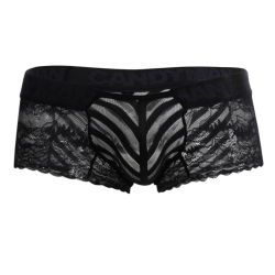 Shorty Dentelle Résille Rayée Noir CandyMan