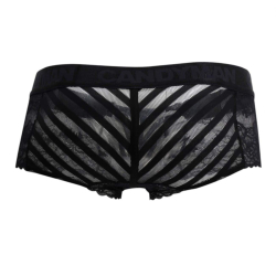 Shorty Dentelle Résille Rayée Noir CandyMan