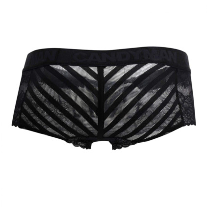 Shorty Dentelle Résille Rayée Noir CandyMan