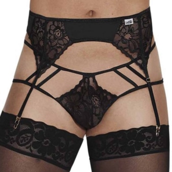 Ensemble Jarretière - Jock Strap Dentelle Noir CandyMan