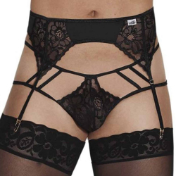 Ensemble Jarretière - Jock Strap Dentelle Noir CandyMan