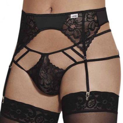 Ensemble Jarretière - Jock Strap Dentelle Noir CandyMan