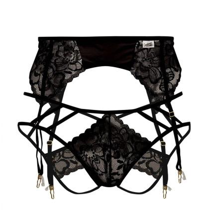 Ensemble Jarretière - Jock Strap Dentelle Noir CandyMan