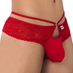 String Dentelle Simili-Cuir Rouge CandyMan