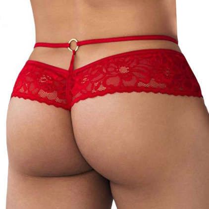 String Dentelle Simili-Cuir Rouge CandyMan