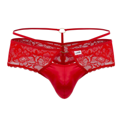 String Dentelle Simili-Cuir Rouge CandyMan