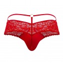 CandyMan Lace Leatherette Thong - Red
