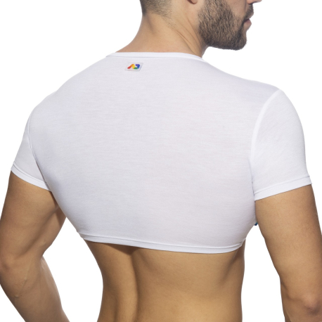 Addicted AD Rainbow Crop Top - White