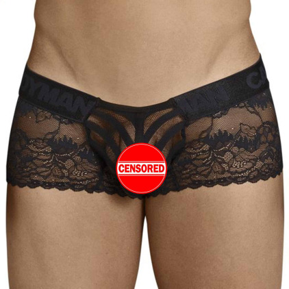 Shorty Dentelle Résille Rayée Noir CandyMan