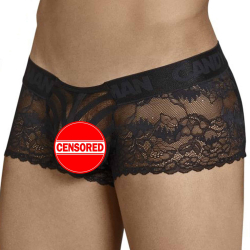 Shorty Dentelle Résille Rayée Noir CandyMan